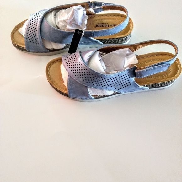Henry Ferrera Women's Light Blue Sandals Size 9 - Picture 6 of 8